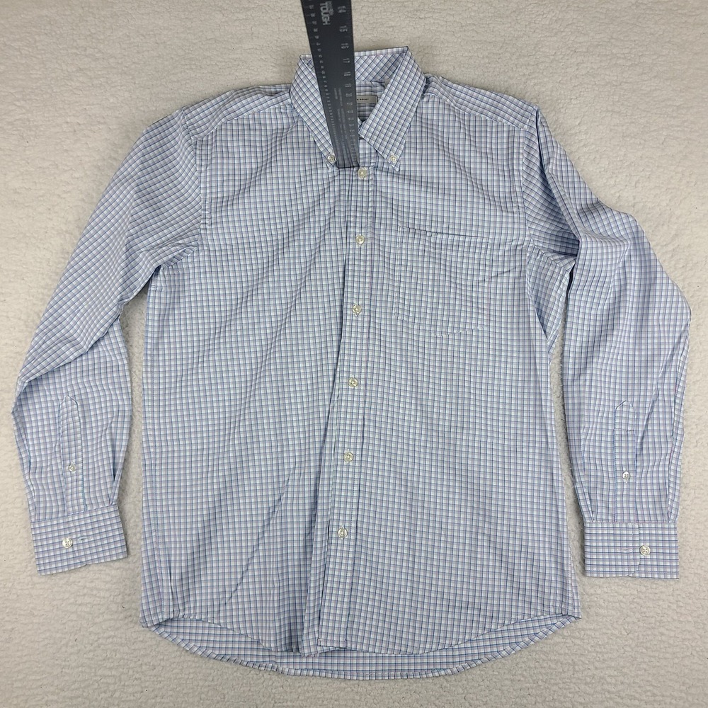Oliver Ridley Shirt Mens‎ Medium Blue Purple Green Check Performance Button Down